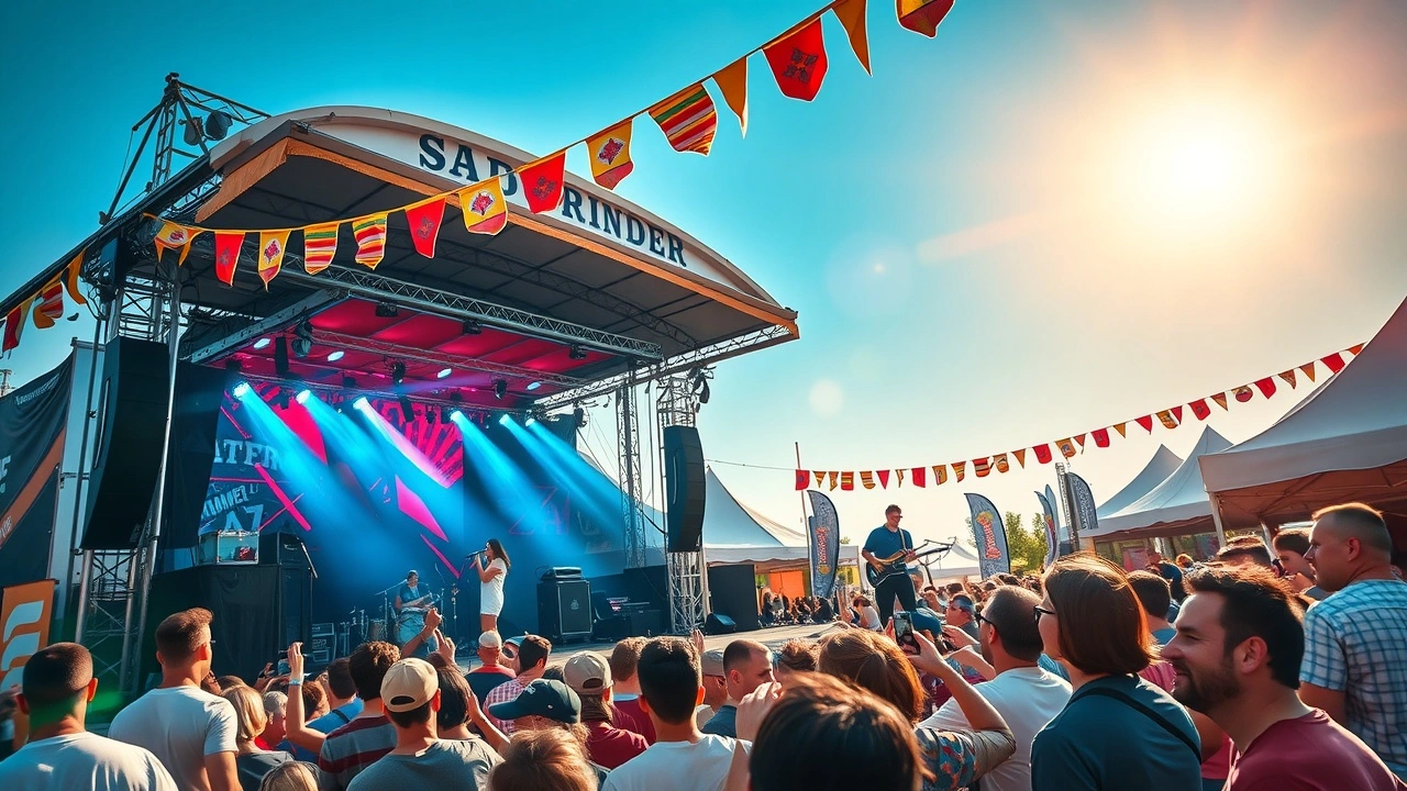 festival de musique avec scène et public en été