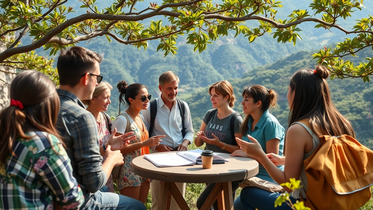 groupe de touristes apprenant sur le tourisme durable