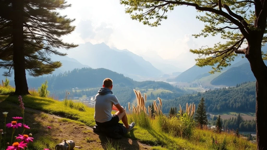 Un voyageur profitant de la nature sans distractions numériques
