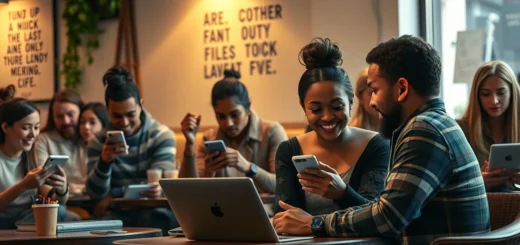 Une scène illustrant l'influence des nouvelles technologies de communication sur les relations interpersonnelles.