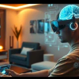 Une scène illustrant les innovations en neurotechnologie dans la vie quotidienne.