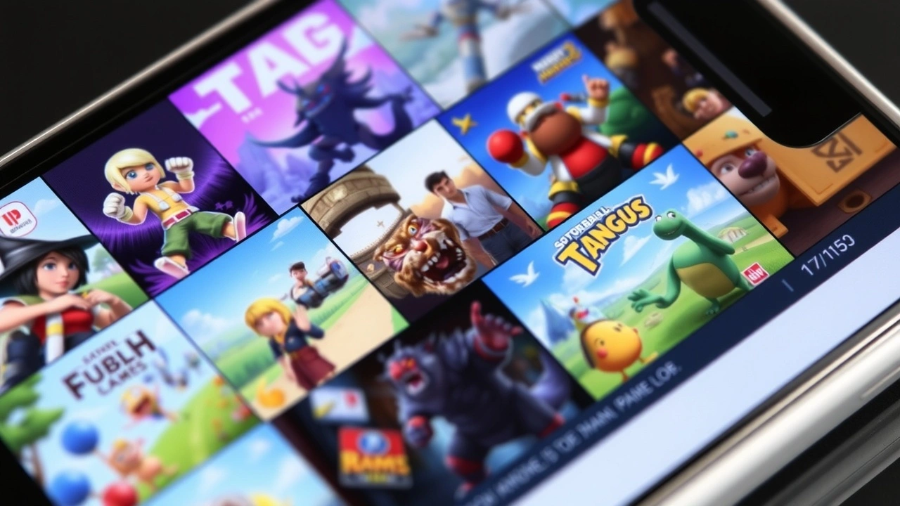 collection de jeux mobiles sur un ecran de smartphone