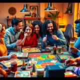 Une scène vivante de amis jouant à des jeux de société modernes en 2023.