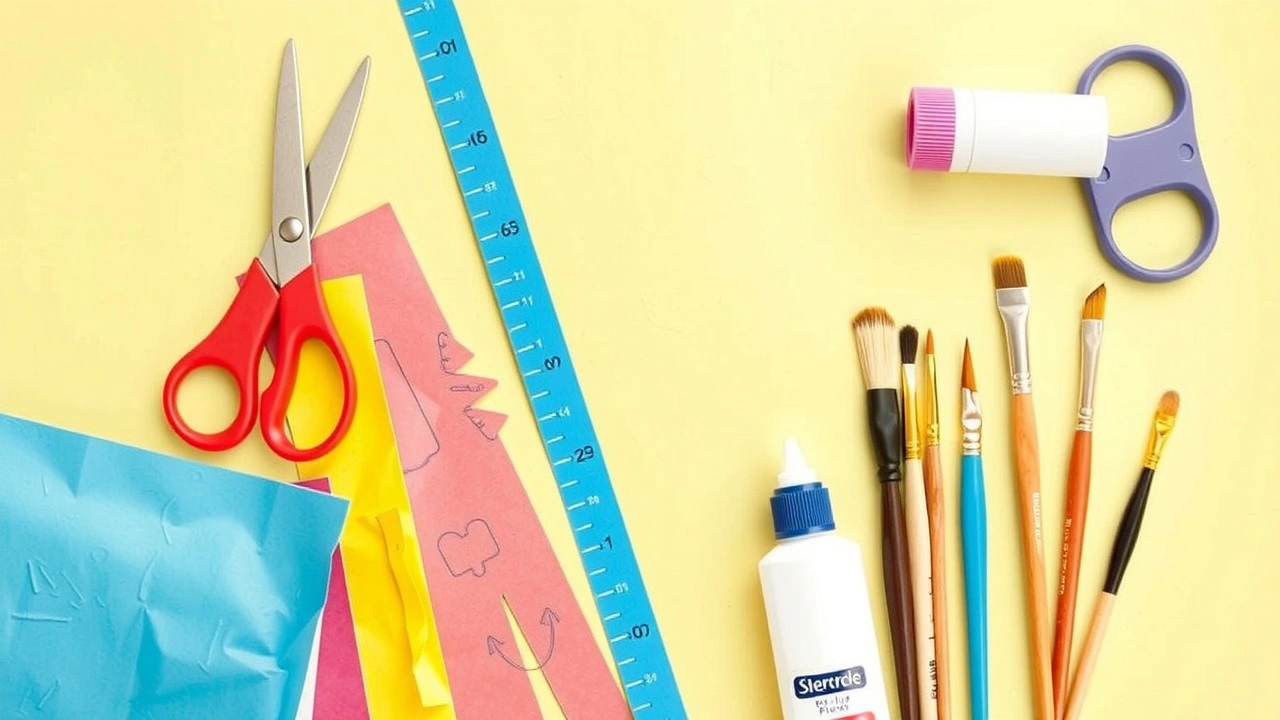 fournitures de loisirs creatifs sur une table