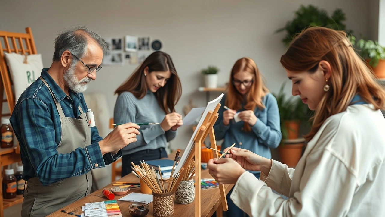 personnes en train de faire des activités créatives