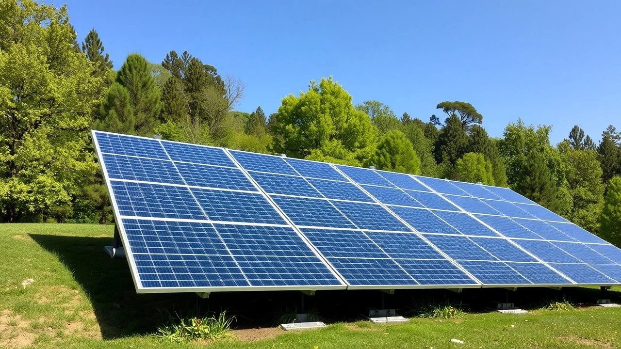 panneaux solaires sur un paysage verdoyant