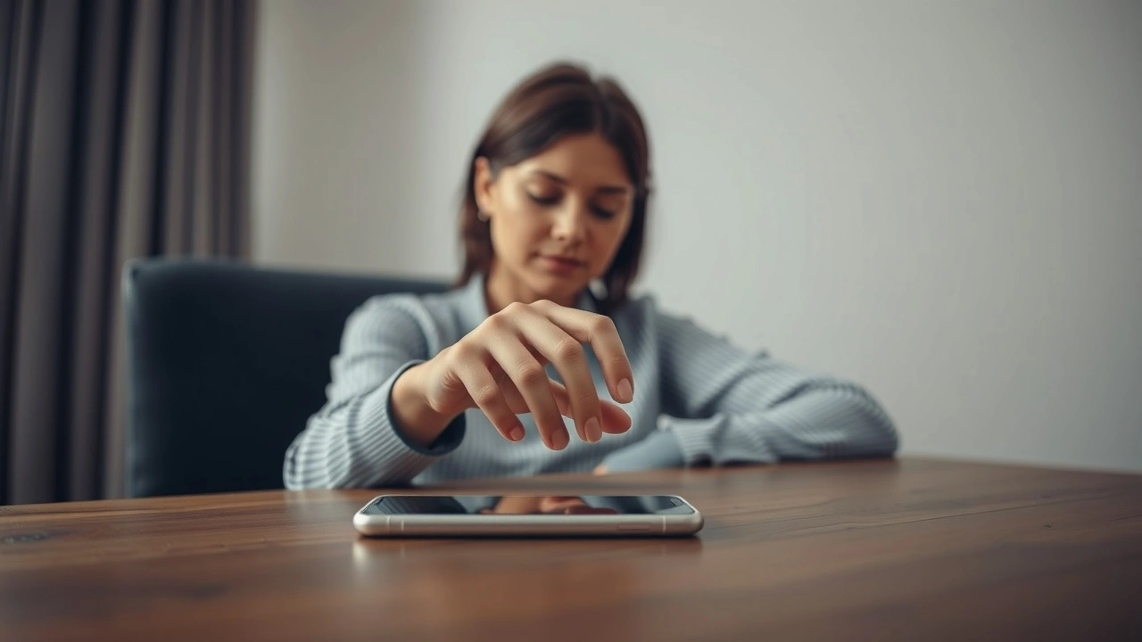 person éteignant son smartphone dans une pièce calme