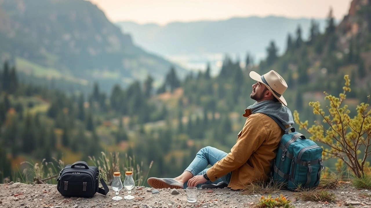 voyageur détendu dans un environnement naturel paisible