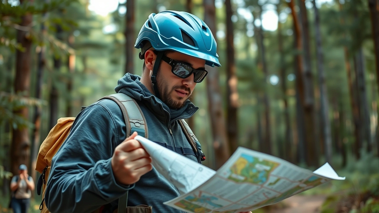 voyageur avec equipement de securite dans une foret