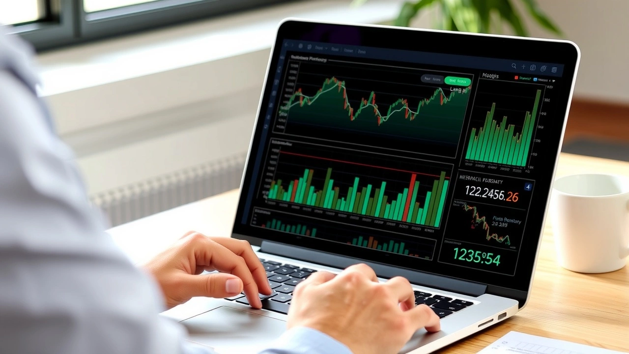 person examinant un portefeuille d'investissement sur un ordinateur