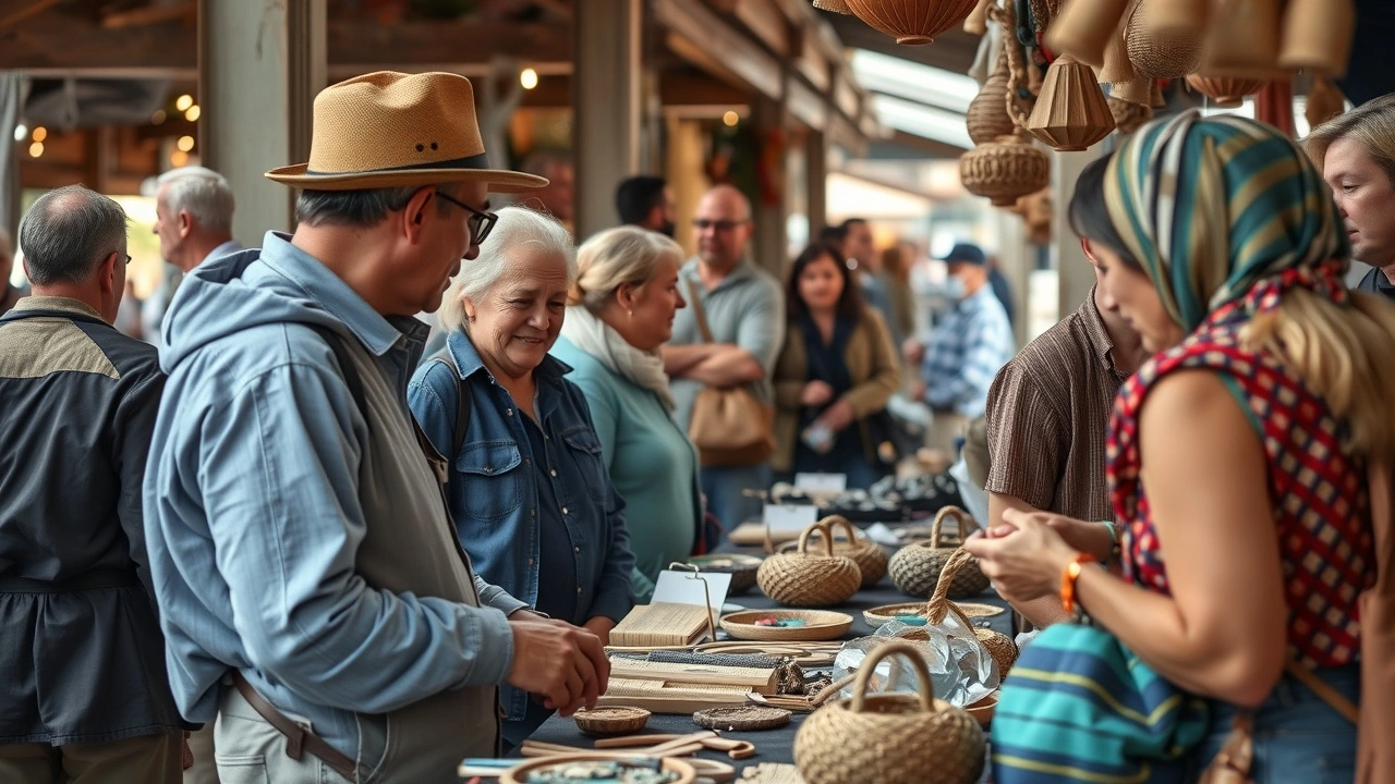 artisan local vendant des objets faits main au marche