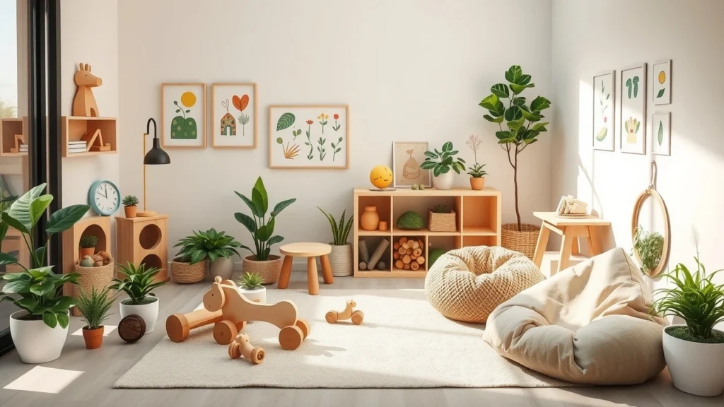 Coin jeux ecoresponsable et esthetique pour enfants dans une maison moderne