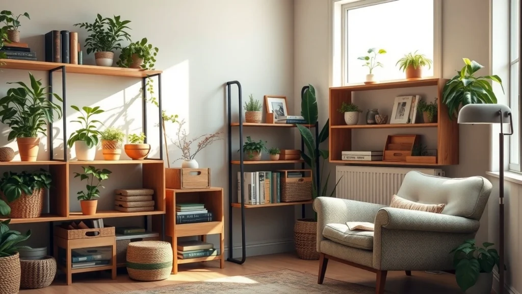 Espace de rangement écologique et esthétique dans une maison moderne