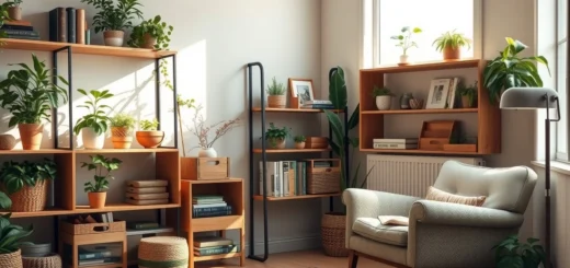 Espace de rangement écologique et esthétique dans une maison moderne