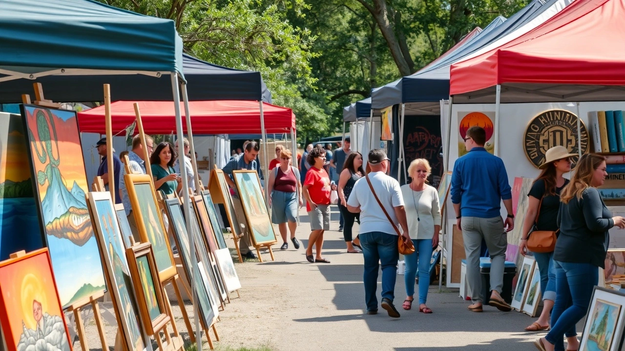 évenement artistique en plein air avec artistes et visiteurs