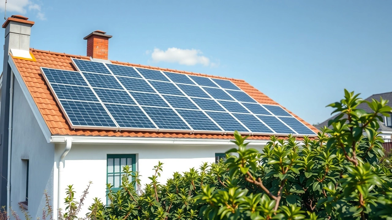installation de panneaux solaires sur un toit résidentiel