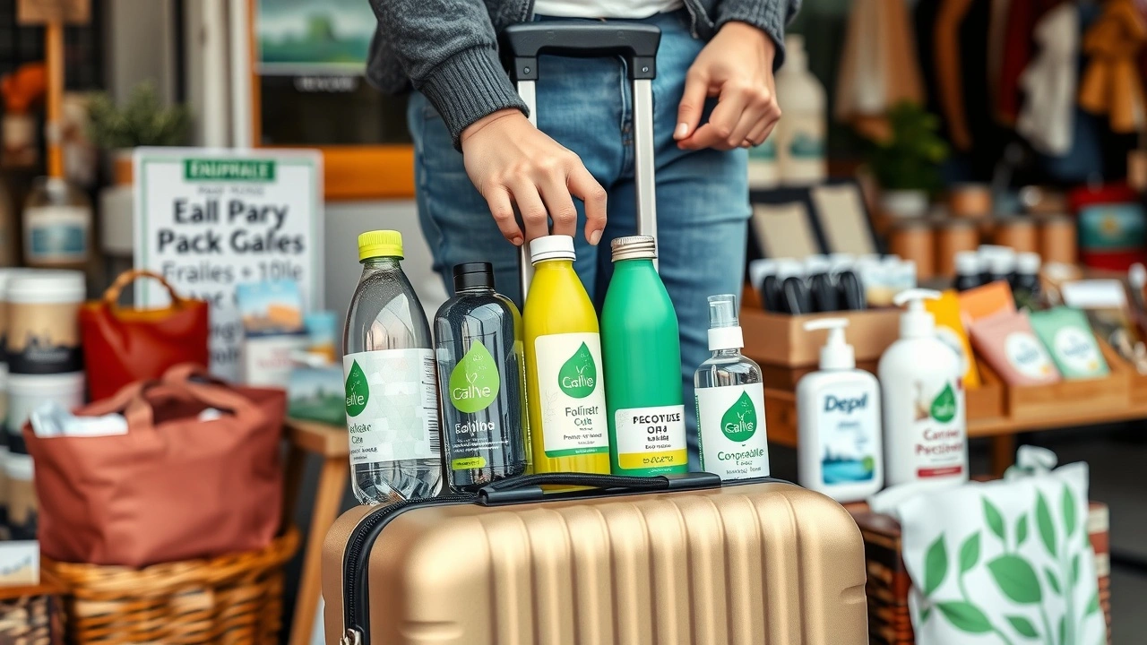 une personne pèse ses bagages éco-responsables