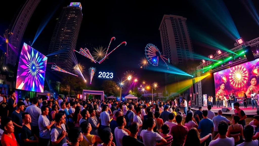 Une scène nocturne animée avec des spectacles culturels en 2023.