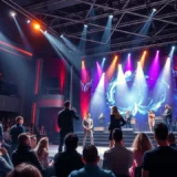 Scène d'un théâtre moderne avec une mise en scène contemporaine.