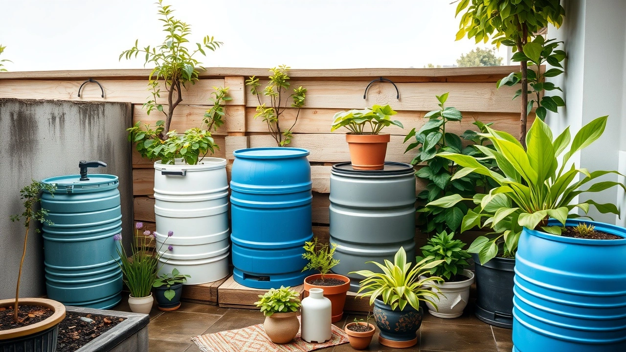 système de récupération d'eau de pluie sur une terrasse