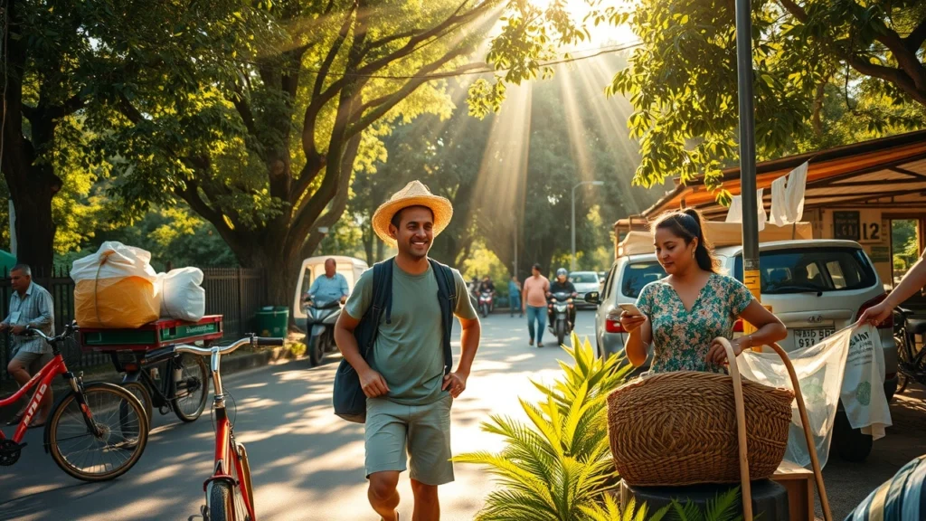 Une illustration de voyage durable et d'impact positif sur les communautés locales.