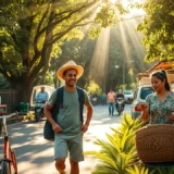 Une illustration de voyage durable et d'impact positif sur les communautés locales.