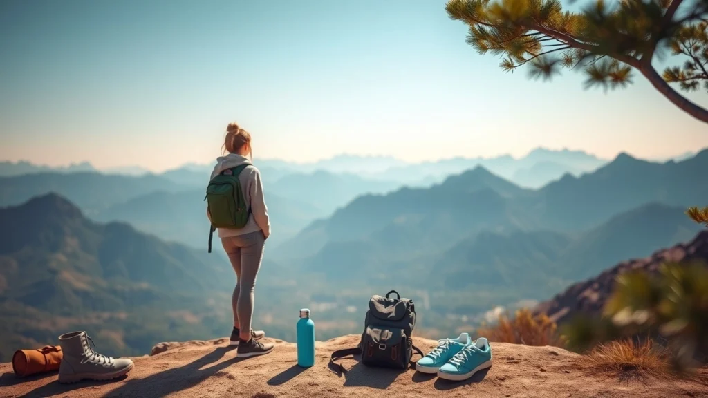 Un voyageur minimaliste profitant d'un paysage magnifique