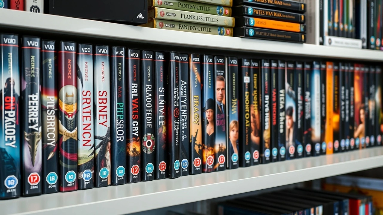 boites de series de fantasy sur une etagere