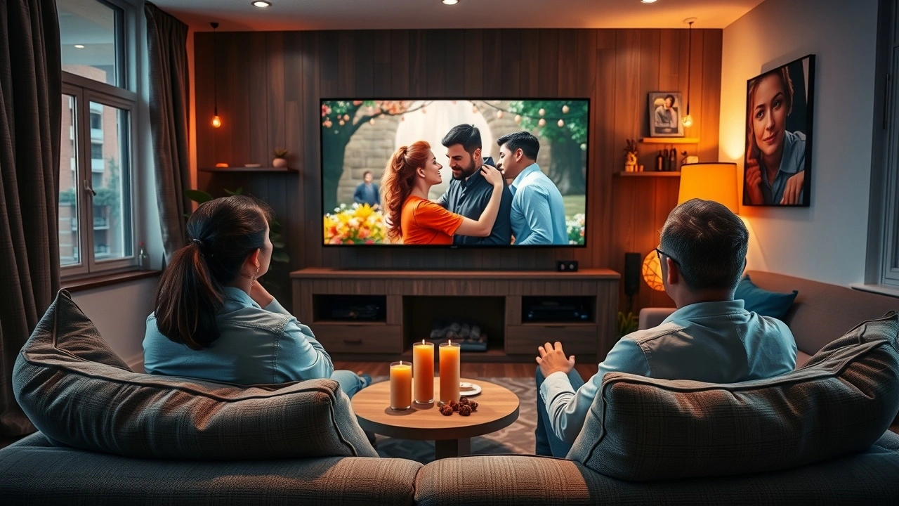 un couple se détend devant une série romantique