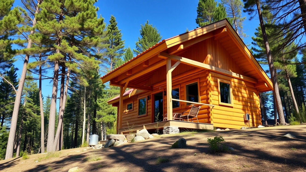 cabane en bois dans la nature avec des arbres