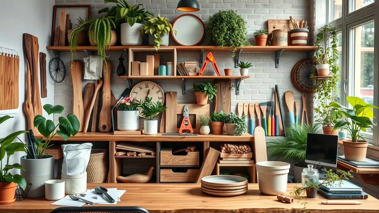 espace de travail DIY avec matériaux écoresponsables