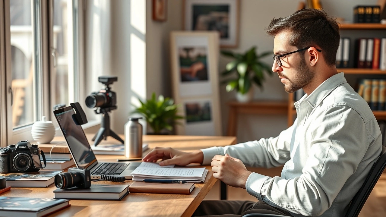 person étudiant un cours de photographie en ligne
