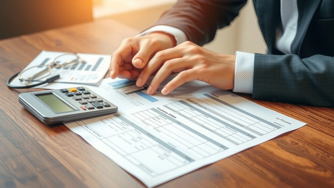 person examinant des documents financiers sur une table