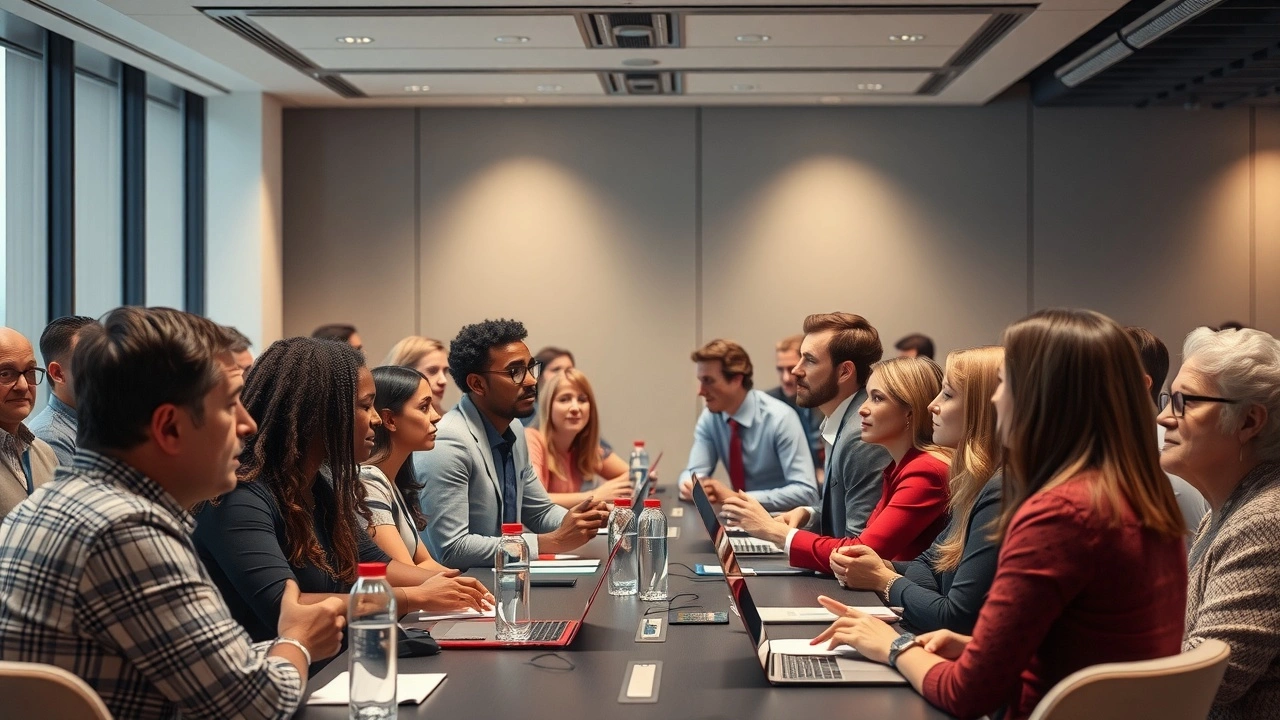 groupe de personnes discutant des technologies de surveillance