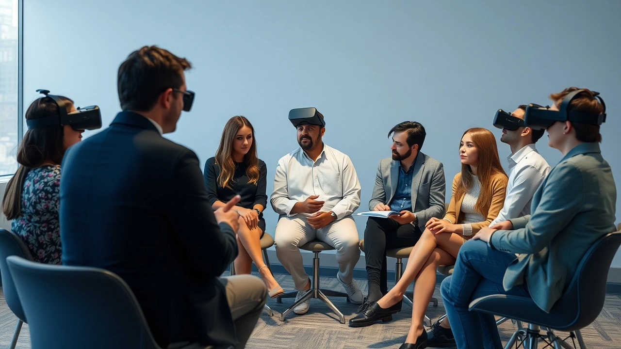 groupe de personnes discutant des technologies immersives