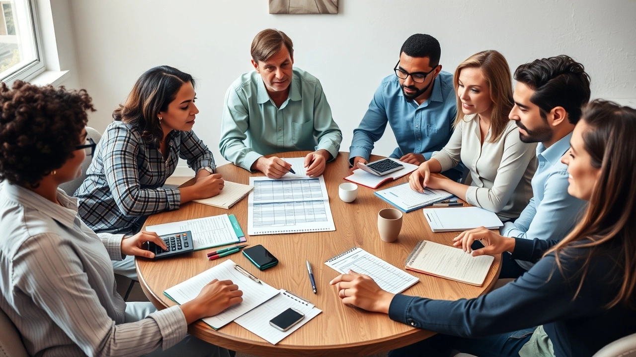 groupe de personnes discutant d'un plan de remboursement