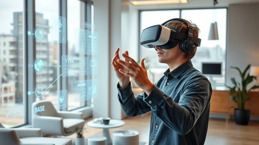 Une illustration d'une personne utilisant la réalité virtuelle pour améliorer sa productivité personnelle.