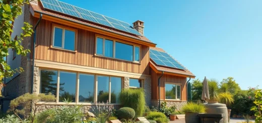 Une maison rénovée avec des pratiques durables et un jardin écologique.