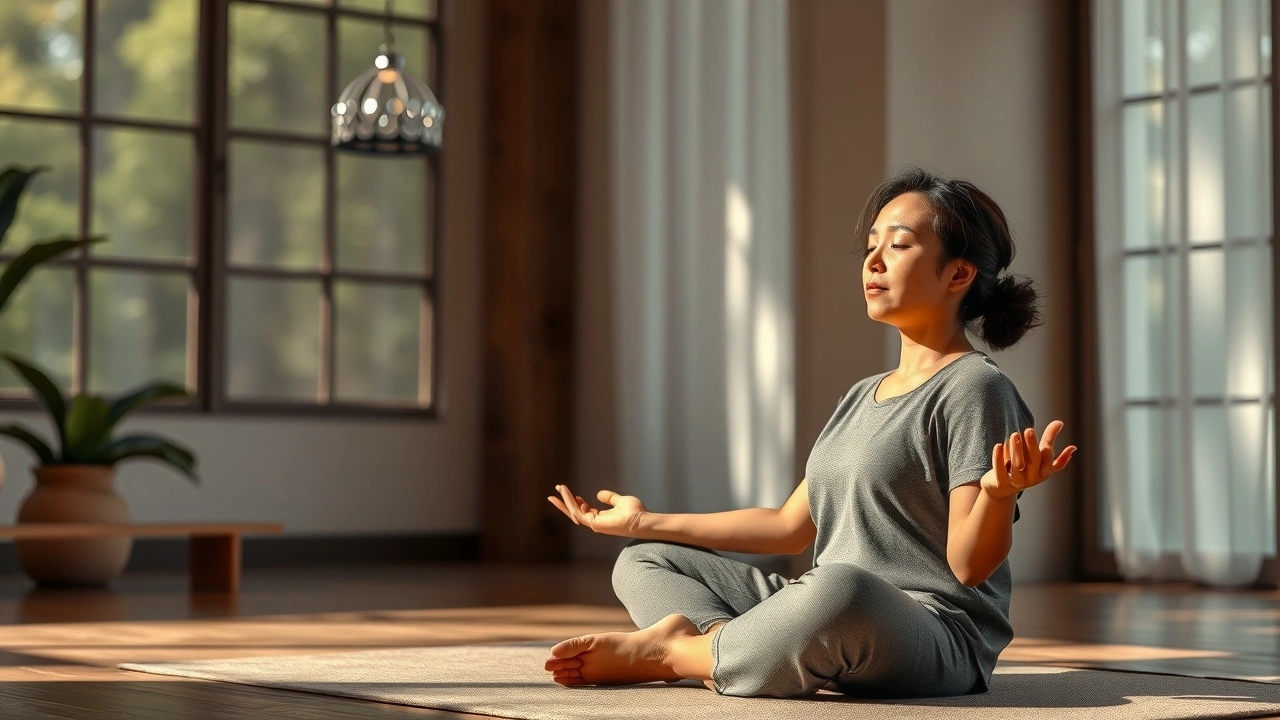 person pratiquant la méditation dans un environnement serein