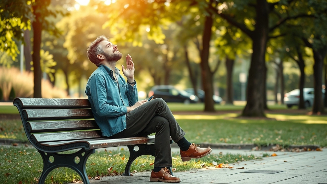une personne en pause dans un parc calme