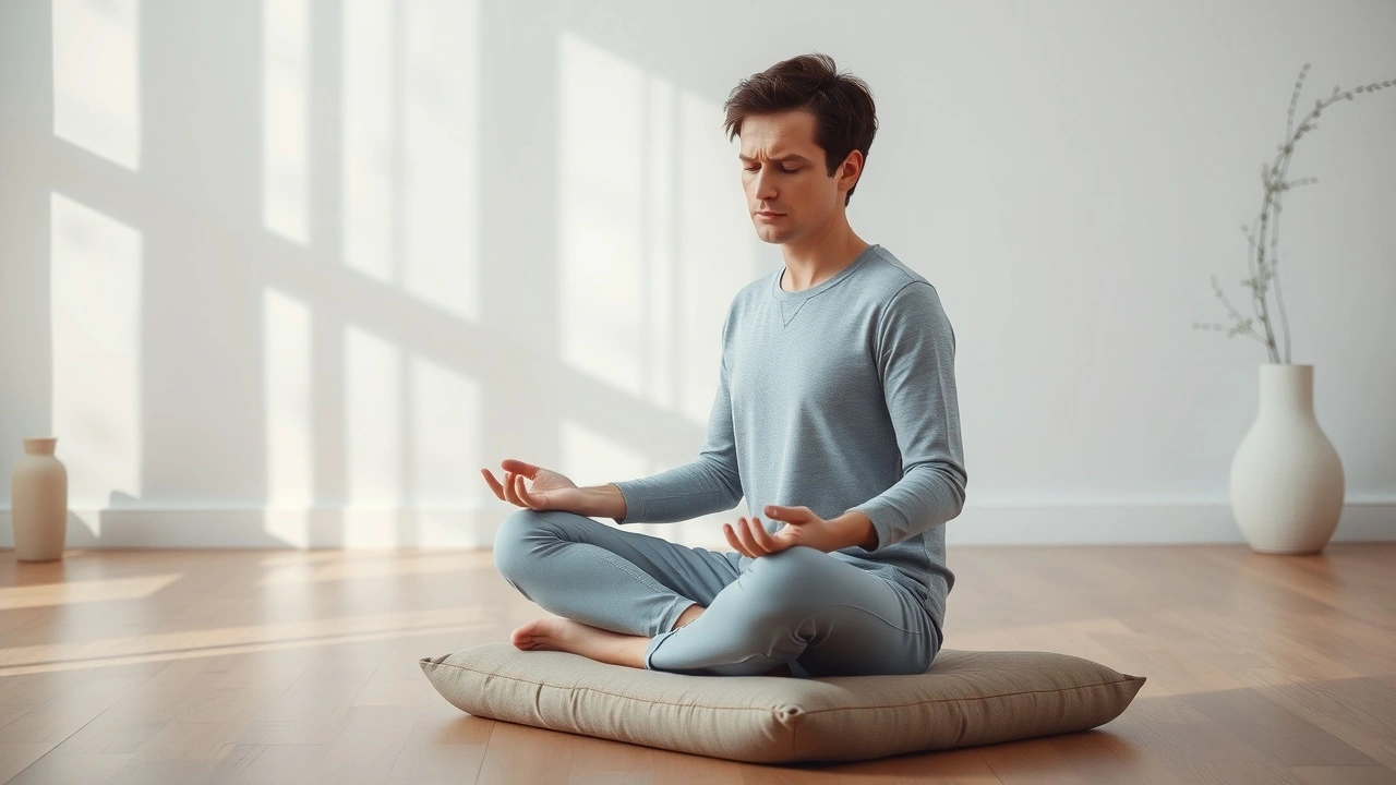 person frustré en méditation dans une pièce calme