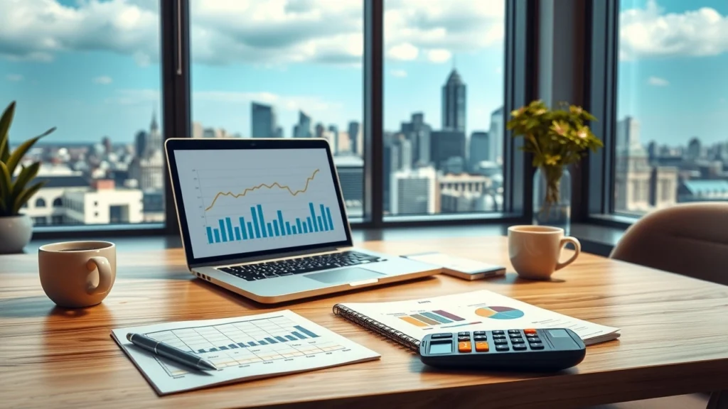 Une scène de planification financière avec un bureau moderne et des outils de budgétisation.
