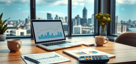 Une scène de planification financière avec un bureau moderne et des outils de budgétisation.