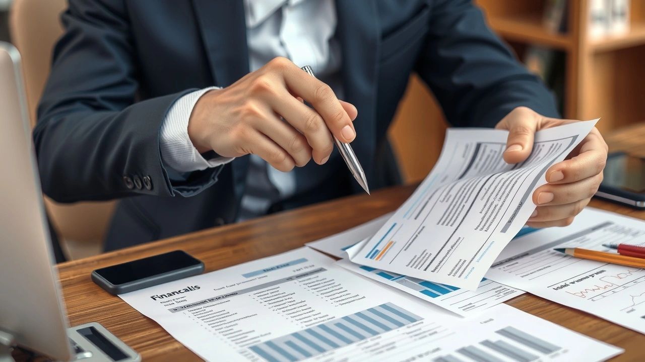 person examine des documents financiers sur un bureau