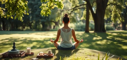 Une personne méditant dans la nature, symbolisant la transformation par les rituels quotidiens de méditation.