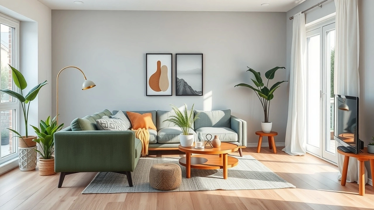 salon moderne avec meubles et decor DIY ecoresponsables