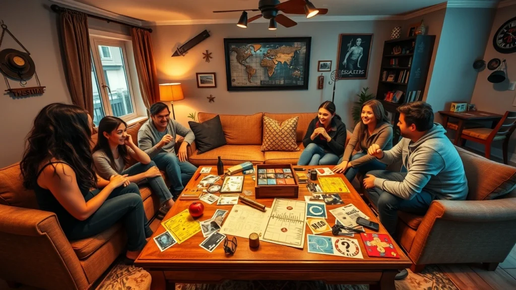 Scène d'une soirée jeux d'évasion à domicile avec des amis