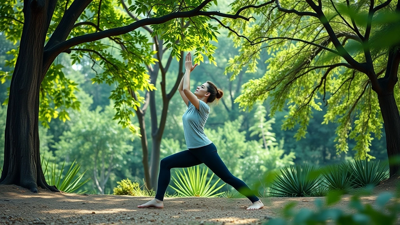person faisant du yoga dans la nature
