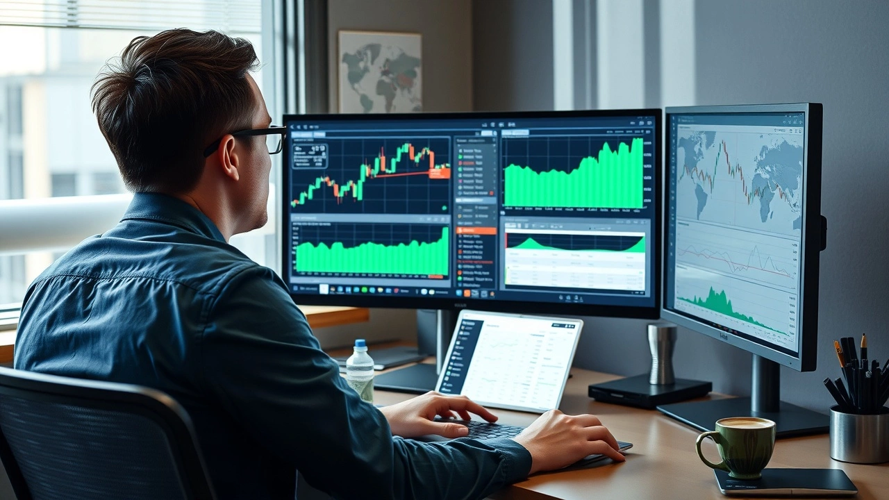 analyste financier utilisant un logiciel de simulation