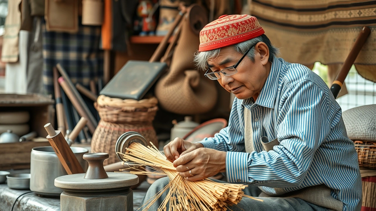 artisan local en train de travailler un metier traditionnel